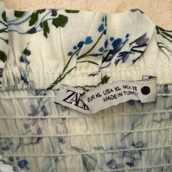 Zara XL Floral Print White Dress - Picture 4 of 4